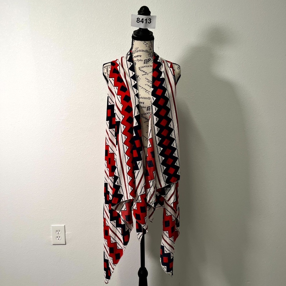 Janice Boho Kimono Cardigan‎ Womens One Size Multicolor Geometric Open Front